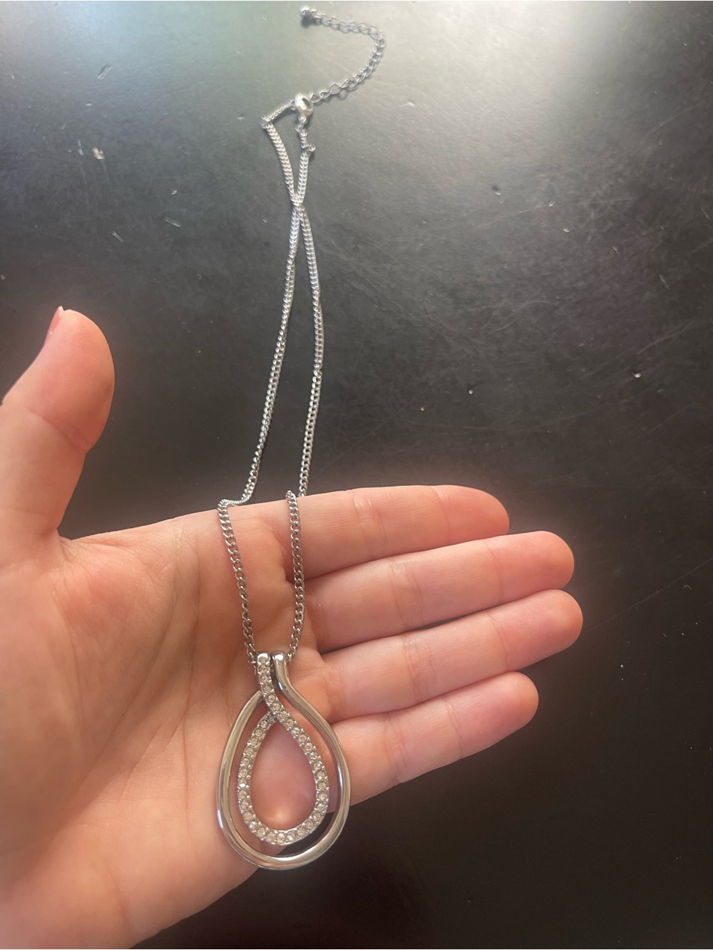 Double Tear Drop Pendant Necklace